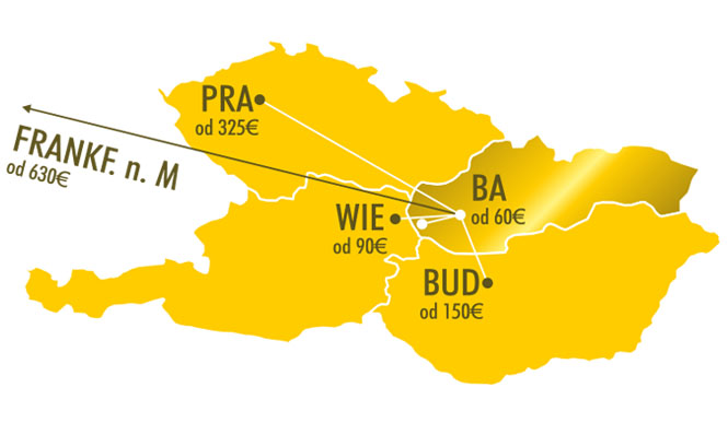 Mapka letiskových transferov